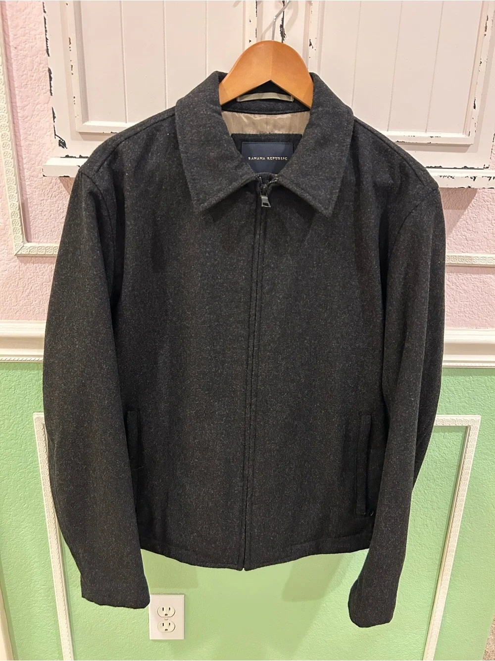 Banana Republic Men's Charcoal Zip-Front Jacket Medium